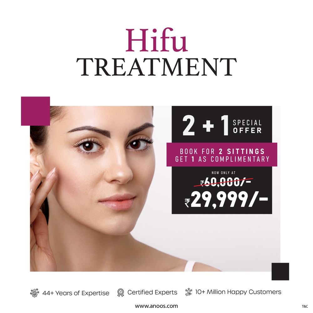 HIFU Treatment — 2+1 special offer, book 2 sittings get 1 complimentary, ₹60,000 now ₹29,999